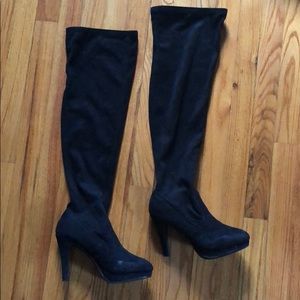 Black thigh high boots